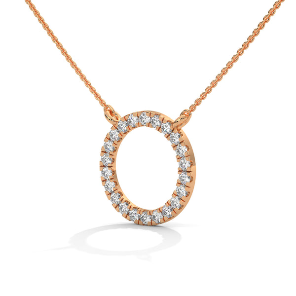 Eternal Circle Lab Grown Diamond Halo Gold Pendant Chain