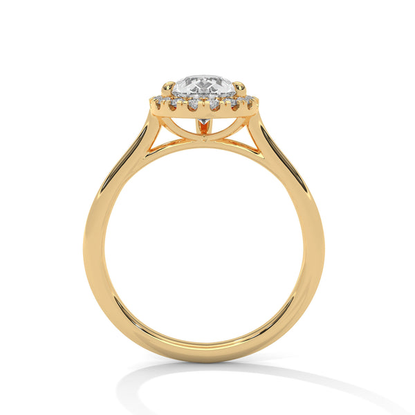 Pear Halo Lab Grown Diamond Gold Ring with Micro Pave Accent Stone