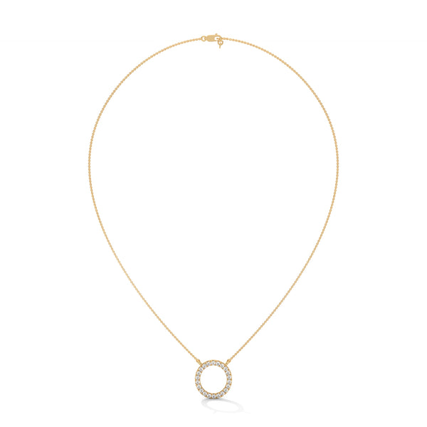 Eternal Circle Lab Grown Diamond Halo Gold Pendant Chain
