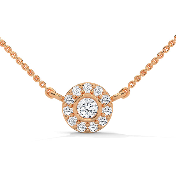 Radiant Halo Lab Grown Diamond Gold Pendant Chain