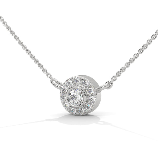 Radiant Halo Lab Grown Diamond Gold Pendant Chain