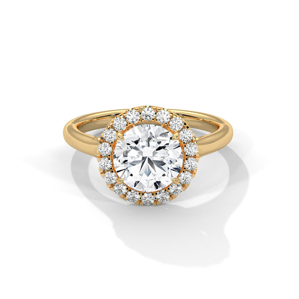 Classic Halo with Brilliant Round Center Lab Grown Diamond Gold Ring