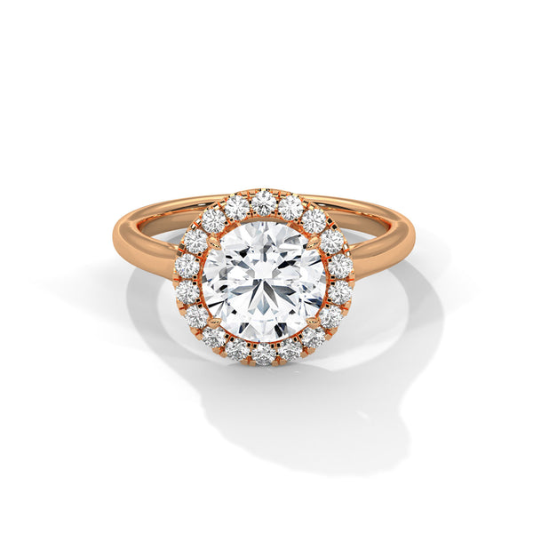 Classic Halo with Brilliant Round Center Lab Grown Diamond Gold Ring