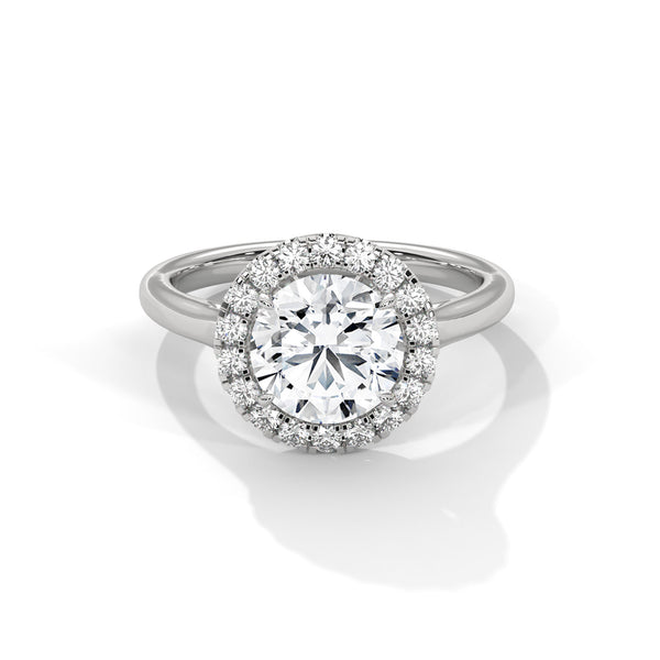 Classic Halo with Brilliant Round Center Lab Grown Diamond Gold Ring