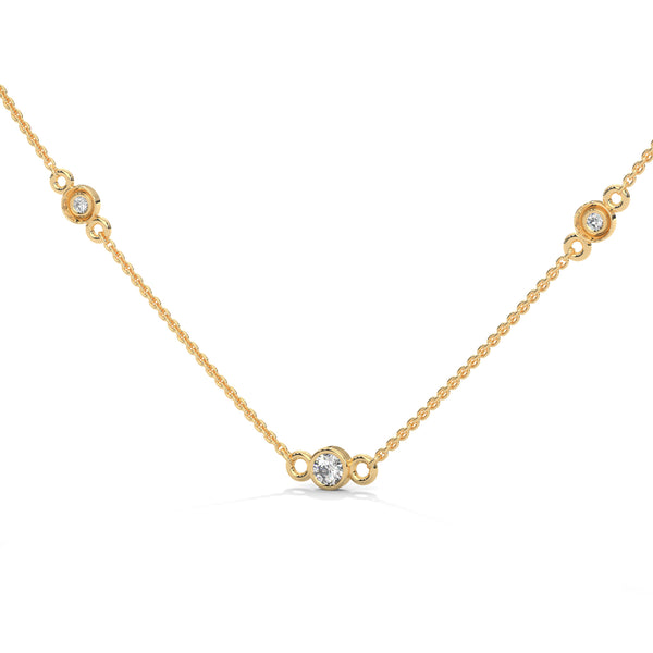 Lab Grown Diamond Station Gold Pendant Chain
