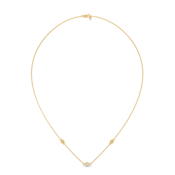 Lab Grown Diamond Station Gold Pendant Chain