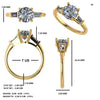 Round Center with Baguette Side Lab Grown Diamond Gold Ring