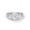Round Center with Baguette Side Lab Grown Diamond Gold Ring