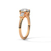 Round Center with Baguette Side Lab Grown Diamond Gold Ring