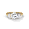 Round Center with Baguette Side Lab Grown Diamond Gold Ring