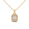 Lab Grown Emerald-Cut Diamond Gold Pendant Chain