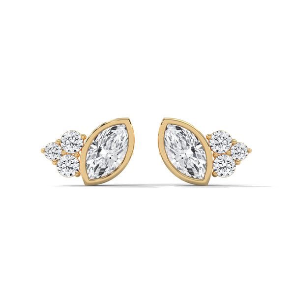 Leaf Whisper Marquise Lab Grown Diamond Gold Earrings