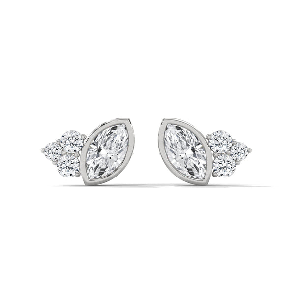 Leaf Whisper Marquise Lab Grown Diamond Gold Earrings