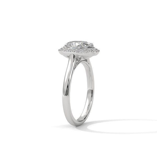 Oval Cut Halo Set Lab Grown Diamond Gold Ring