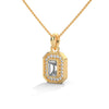 Lab Grown Emerald-Cut Diamond Gold Pendant Chain