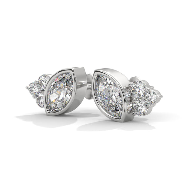 Leaf Whisper Marquise Lab Grown Diamond Gold Earrings