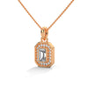 Lab Grown Emerald-Cut Diamond Gold Pendant Chain