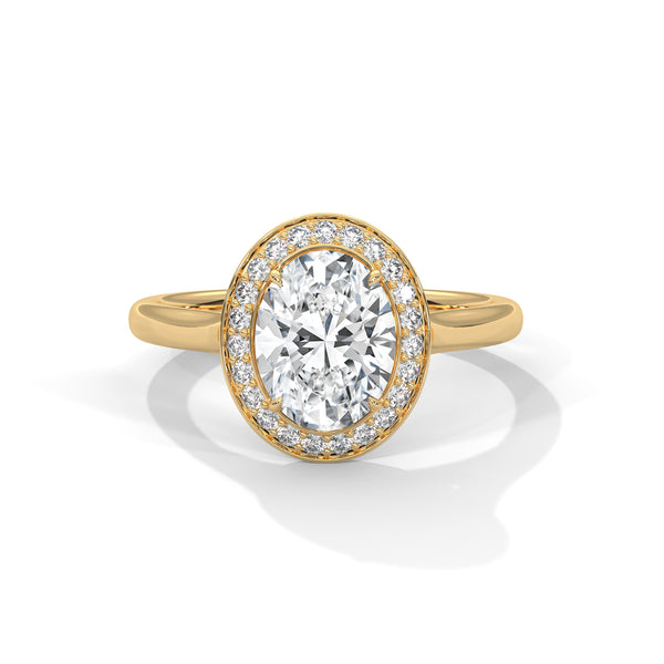 Oval Cut Halo Set Lab Grown Diamond Gold Ring