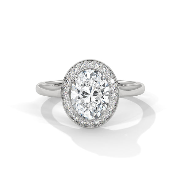 Oval Cut Halo Set Lab Grown Diamond Gold Ring