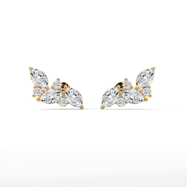 Vine Grace Marquise Lab Grown Diamond Gold Earrings