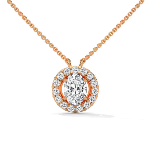 Oval Radiance Lab Grown Diamond Gold Pendant Chain