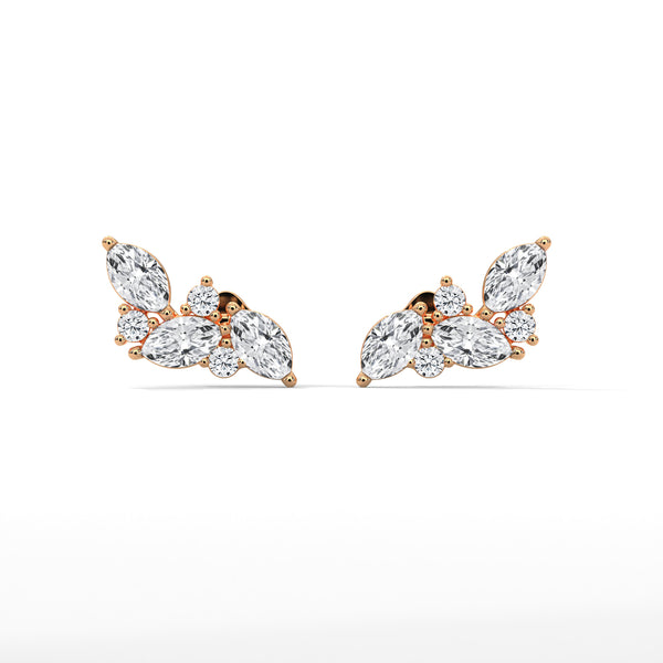 Vine Grace Marquise Lab Grown Diamond Gold Earrings