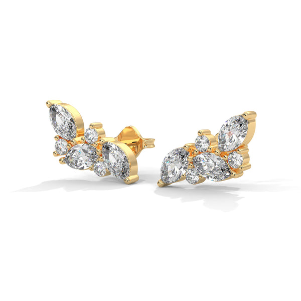 Vine Grace Marquise Lab Grown Diamond Gold Earrings