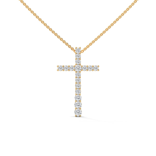 Faith & Brilliance Lab Grown Diamond Cross Gold Pendant Chain