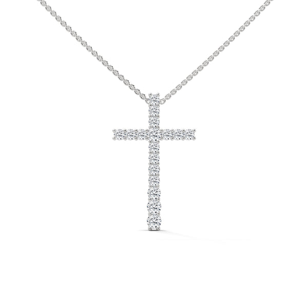 Faith & Brilliance Lab Grown Diamond Cross Gold Pendant Chain