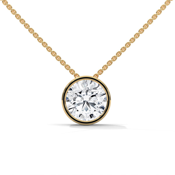 Eternal Glow Lab Grown Diamond Bezel Gold Pendant Chain
