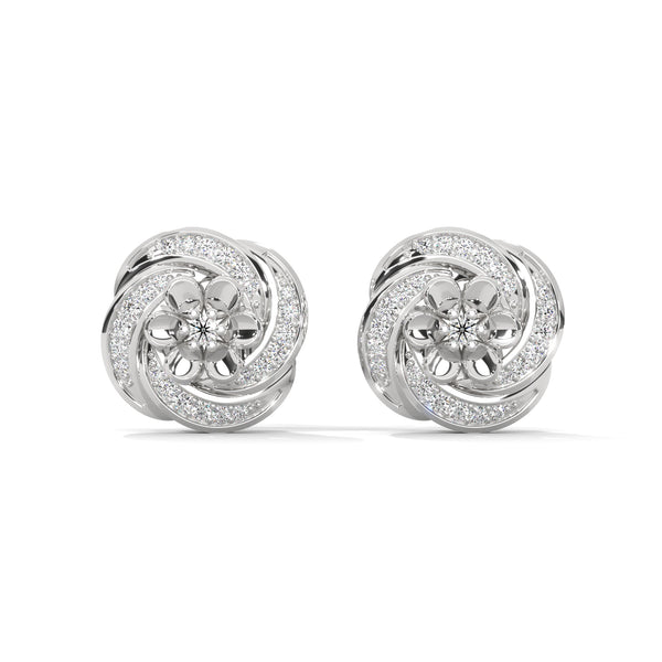 Delicate floral design meets sparkling elegance in these captivating gold diamond studs.