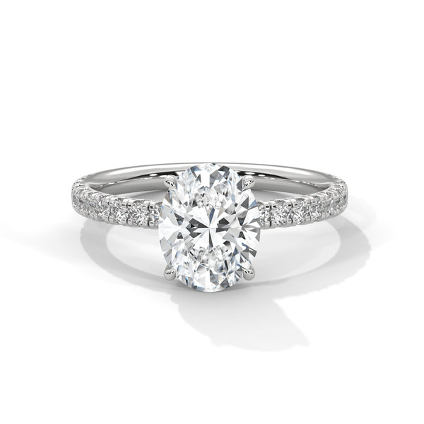 Classic Four Prong Setting Oval Cut Lab Grown Diamond Gold Ring