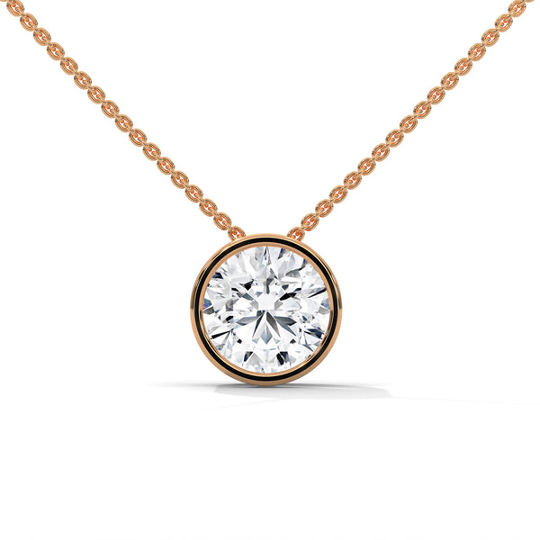 Eternal Glow Lab Grown Diamond Bezel Gold Pendant Chain