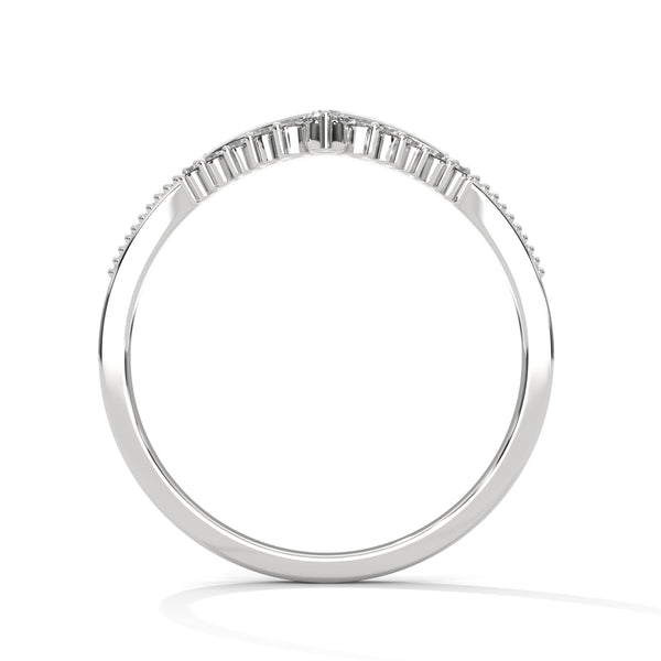 V-shaped gold band with row of round-cut lab grown diamonds