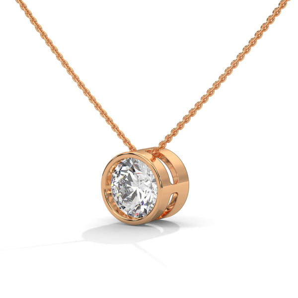 Eternal Glow Lab Grown Diamond Bezel Gold Pendant Chain