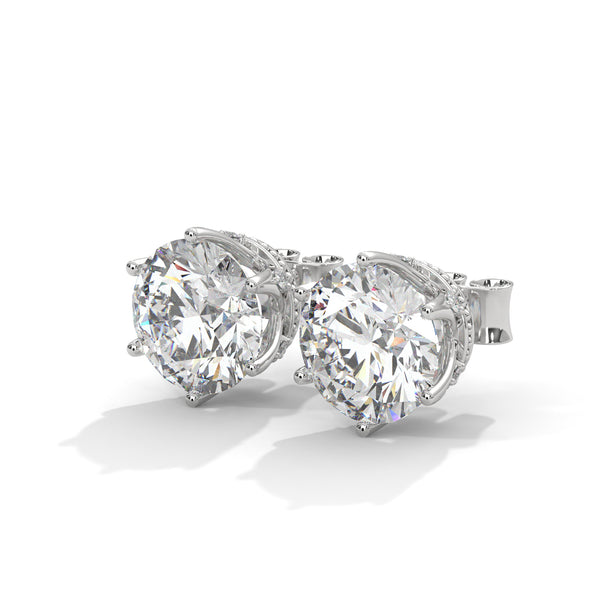 Crown Radiance: Lab Grown Diamond Halo Gold Stud Earrings