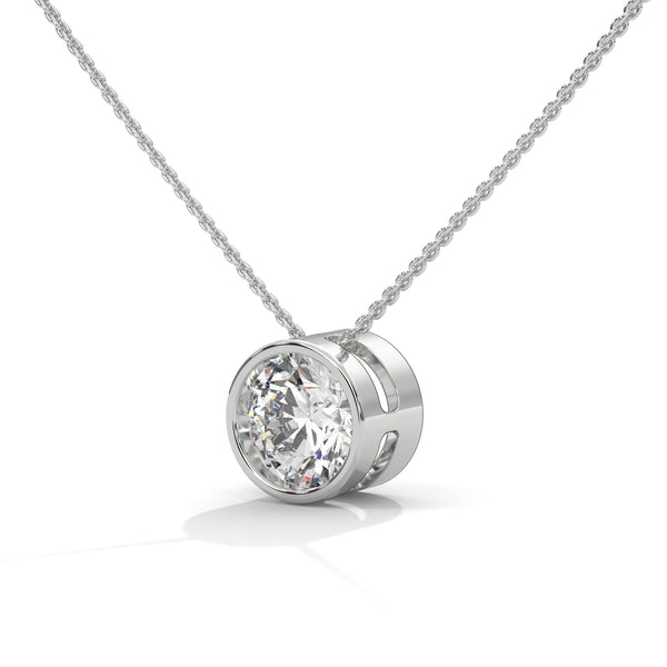 Eternal Glow Lab Grown Diamond Bezel Gold Pendant Chain