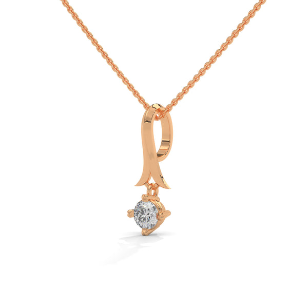 An elegant tribute to timeless style, the Golden Grace Solitaire Pendant highlights a brilliant diamond beneath a flowing gold ribbon-inspired bail.
