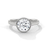 Round Cut Lab Grown Diamond Bezel Halo Gold Ring