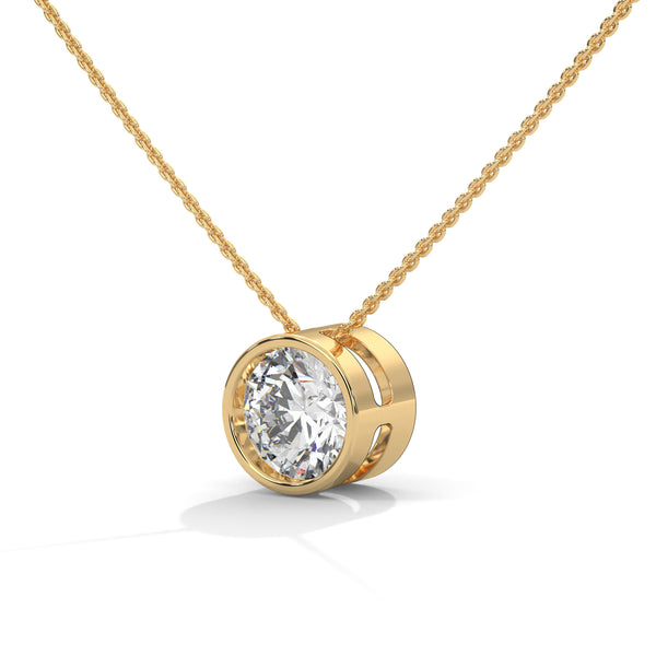 Eternal Glow Lab Grown Diamond Bezel Gold Pendant Chain