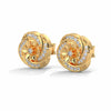 Delicate floral design meets sparkling elegance in these captivating gold diamond studs.