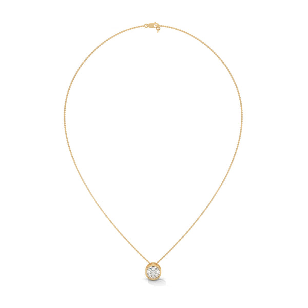 Eternal Glow Lab Grown Diamond Bezel Gold Pendant Chain