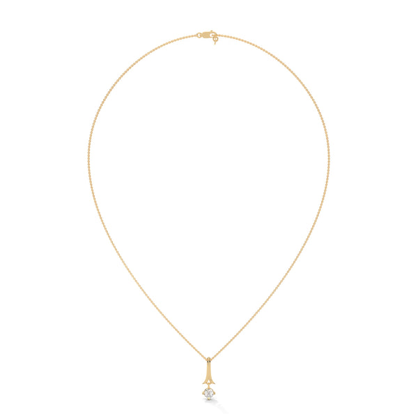 An elegant tribute to timeless style, the Golden Grace Solitaire Pendant highlights a brilliant diamond beneath a flowing gold ribbon-inspired bail.