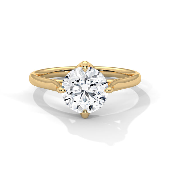 Four-Prong Classic Lab Grown Diamond Gold Ring