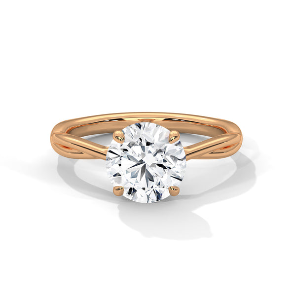Twist Solitaire Round Cut Lab Grown Diamond Gold Ring