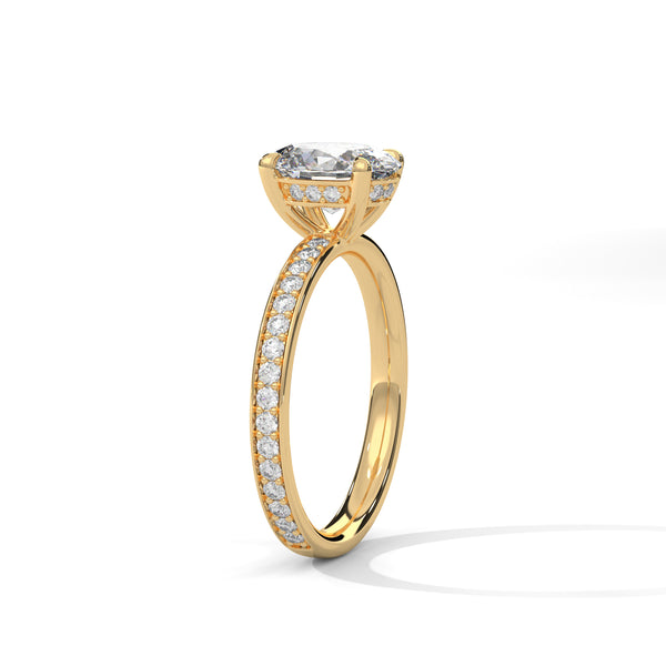 Modern Oval Cut Pave Lab Grown Diamond Gold Ring