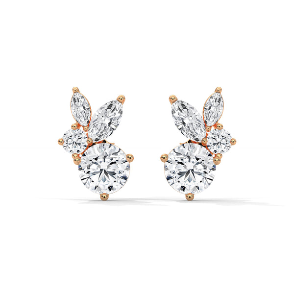 Eternal Petal Marquise & Round Lab Grown Diamond Gold Earrings