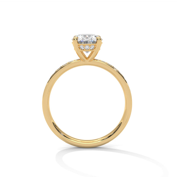 Modern Oval Cut Pave Lab Grown Diamond Gold Ring
