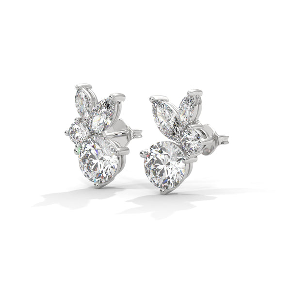 Eternal Petal Marquise & Round Lab Grown Diamond Gold Earrings