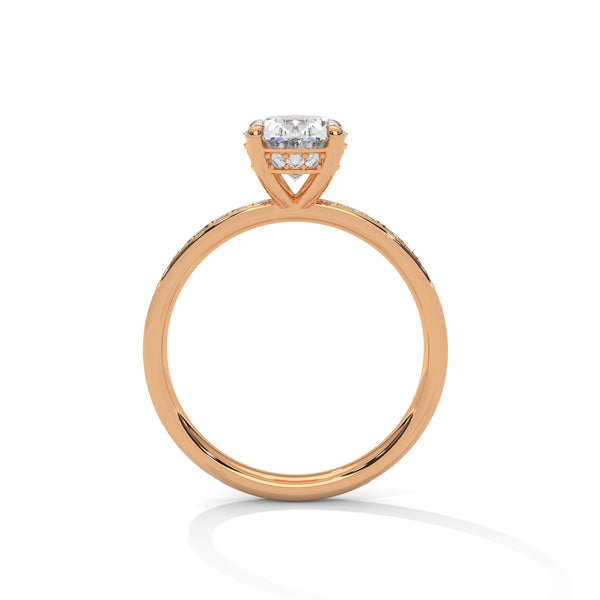 Modern Oval Cut Pave Lab Grown Diamond Gold Ring